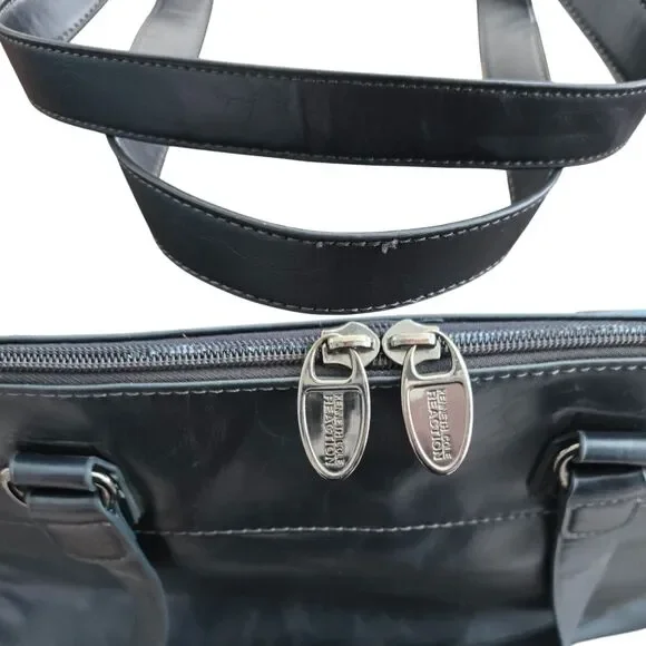 Kenneth Cole Reaction Laptop Tote Steel Blue Leather Work Business Carryall Bag - Picture 3 of 9